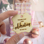 Wooden Elegant Square Thank You for Celebrating with Us Favor Tags Wedding Gift Tags