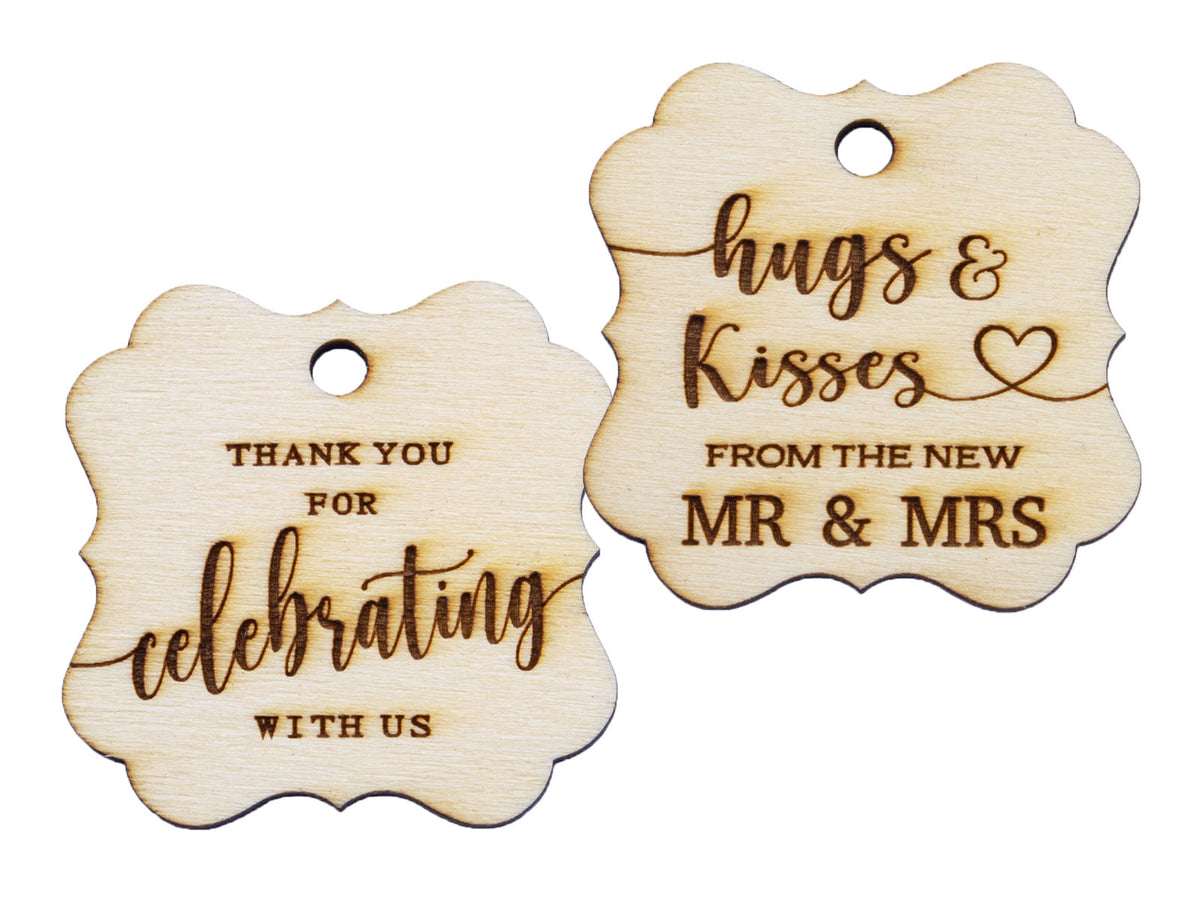 Wooden Elegant Square Thank You for Celebrating with Us Favor Tags Wed –