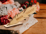 Personalized Wooden Feather Place Card
