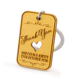 Personalized Engraved Gold Wooden Wedding Favor Key Chain