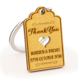 Personalized Engraved Gold Wooden Wedding Favor Key Chain