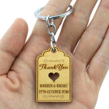Personalized Engraved Gold Wooden Wedding Favor Key Chain