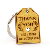 Personalized Engraved Gold Wooden Wedding Favor Key Chain