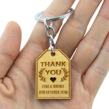 Personalized Engraved Gold Wooden Wedding Favor Key Chain