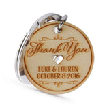 Personalized Engraved Unfinished Wooden Wedding Favor Key Chain