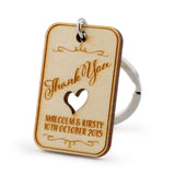 Personalized Engraved Unfinished Wooden Wedding Favor Key Chain