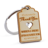 Personalized Engraved Unfinished Wooden Wedding Favor Key Chain