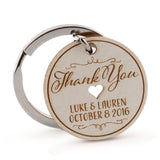 Personalized Engraved White Wooden Wedding Favor Key Chain