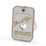 Personalized Engraved White Wooden Wedding Favor Key Chain