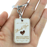 Personalized Engraved White Wooden Wedding Favor Key Chain