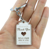 Personalized Engraved White Wooden Wedding Favor Key Chain