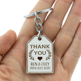 Personalized Engraved White Wooden Wedding Favor Key Chain