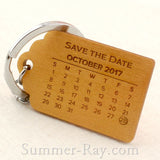 Personalized Engraved Gold Wooden Save the Date Key Chain