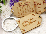 Personalized Engraved Natural Wooden Save the Date Key Chain