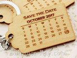 Personalized Engraved Natural Wooden Save the Date Key Chain