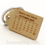 Personalized Engraved Natural Wooden Save the Date Key Chain