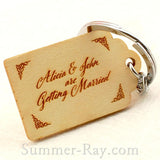 Personalized Engraved Natural Wooden Save the Date Key Chain