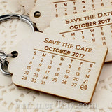 Personalized Engraved White Wooden Save the Date Key Chain