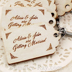 Personalized Engraved White Wooden Save the Date Key Chain