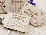 Personalized Engraved White Wooden Save the Date Key Chain