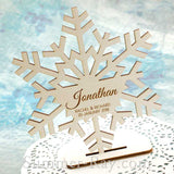 Personalized White Wooden Snowflake Place Card