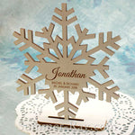 Personalized White Wooden Snowflake Place Card