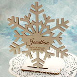 Personalized White Wooden Snowflake Place Card