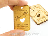 Personalized Gold Wooden Engraved Miniature Wedding Favor Gift Tags with Twine
