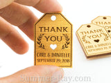Personalized Gold Wooden Engraved Miniature Wedding Favor Gift Tags with Twine