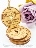Personalized Gold Wooden Engraved Miniature Wedding Favor Gift Tags with Twine