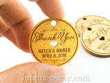 Personalized Gold Wooden Engraved Miniature Wedding Favor Gift Tags with Twine