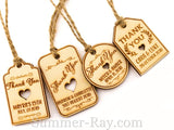 Personalized Unfinished Wooden Engraved Miniature Wedding Favor Gift Tags with Twine
