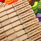 Wooden Peg Engraved Greetings/Wishes/Wordings - 20 pieces