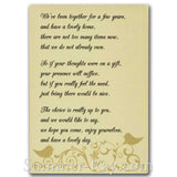 Wedding Gift Poem Invitation Insert Cards