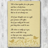 Wedding Gift Poem Invitation Insert Cards