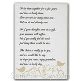 Wedding Gift Poem Invitation Insert Cards