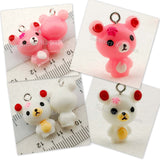 Cabochon Resin Teddy Bear with Eye Bolt