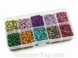Hot Fix Rhinestuds SS10 (2.8 mm) Mixed Color in Storage Box - 10080 pieces