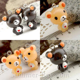 Cabochon Resin Teddy Bear with Heart and Eye Bolt