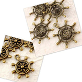 Tibetan Antique Bronze Helm Wheel Charm Pendant