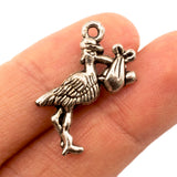 Tibetan Silver Stork Delivering Baby Charm Pendant