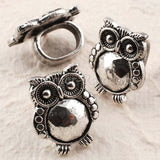 Tibetan Silver Spacer Beads - Owl 10 pieces