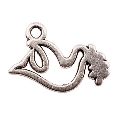 Tibetan Silver Dove Holding Olive Branch Charm Pendant