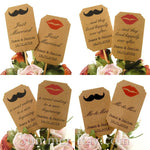 DIY Personalized Double Sided Lips & Mustache Kraft Wedding Cupcake Toppers