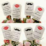 DIY Personalized Double Sided Lips & Mustache White Wedding Cupcake Toppers