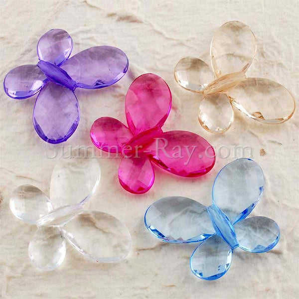 Clear Acrylic Butterfly Beads - 12