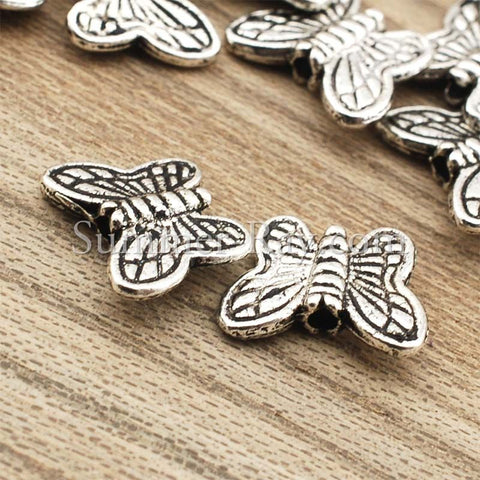 Tibetan Silver Spacer Beads - Butterfly (T24) 100 pieces