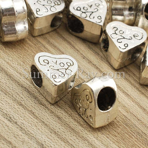 Tibetan Silver Spacer Beads - Heart (T450) 25 pieces