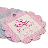 Baby Shower Scallop Favor Gift Tags with Baby Feet Rhinestones