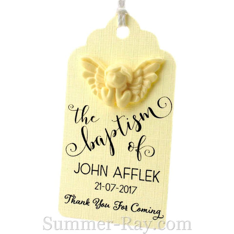 Personalized Cream Angel Royale Baptism Gift Tag